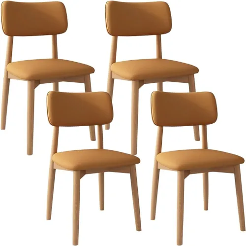 Vista 25 de YVYKFZD Solid Wood Dining Chairs, Kitchen Chairs Set with Curved Backrest, Leather Upholstered Dining Room Chair, Armless Living Room Chair, for