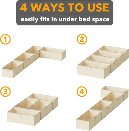 Vista 6 de SpaceAid Paquete de 4 Contenedores de Almacenamiento Bajo la Cama de 10" de Alto, Organizadores Grandes de Almacenamiento Bajo la Cama con Tapas