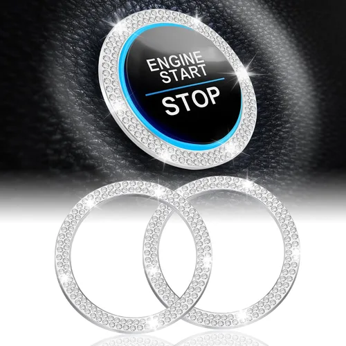Vista 24 de LivTee 2 PCS Anillo de Decoración de Cristal con Pedrería para Motor de Automóvil de Arranque y Parada, Accesorios Brillantes para Interior de Negro