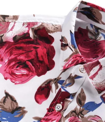 Vista 4 de Camisa de vestir hawaiana con botones y estampado floral para hombre