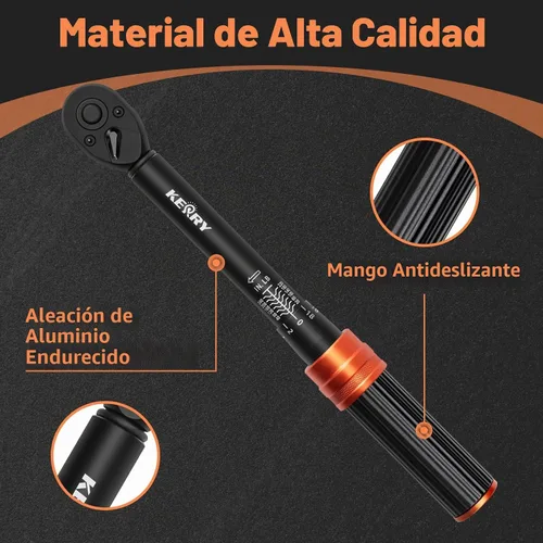 Vista 7 de Llave dinamométrica de clic de 1/4 pulgada Kerry, 20-240 pulgadas-libras/2.3-27.1 Nm, ±3% de alta precisión, escalas de doble rango, claramente