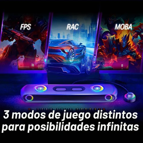 Vista 4 de OXS Thunder Pro Barra de sonido para gaming con sistema de sonido envolvente 5.1.2 Dolby Atmos, woofer incorporado, conexión Bluetooth múltiple, 3