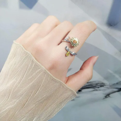 Vista 4 de Anillo de ansiedad anti estrés, anillo ajustable, joyería de fiesta para mujer