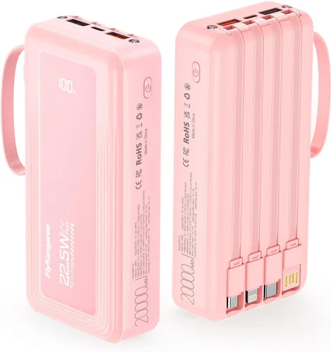 Vista 17 de Cargador portátil con cables incorporados, delgado 10000mAh carga rápida 22.5W banco de energía USB C pantalla LED paquete de batería 6 salidas y 2