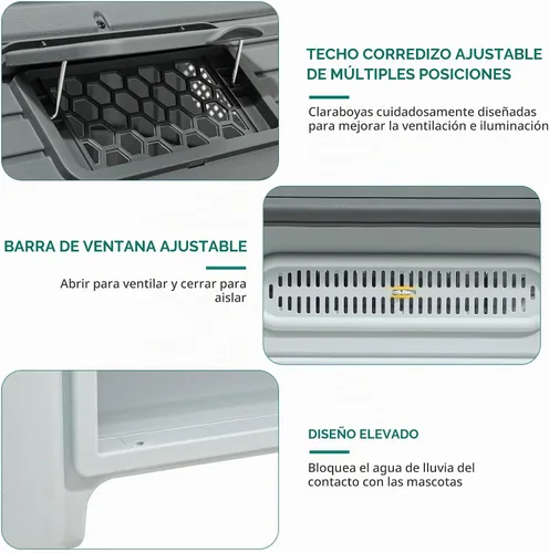 Vista 4 de YITAHOME Casa para perros de plástico para exteriores, resistente al agua, con tragaluz ajustable y base elevada para perros pequeños, medianos