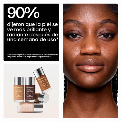Vista 5 de Neutrogena Piel Sana líquido Maquillaje Protector solar SPF 20 de amplio espectro, para base ligera de cobertura media, provitamina B5