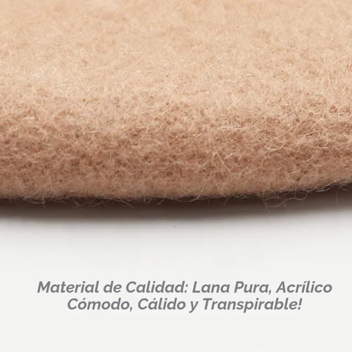 Vista 5 de Wheebo Boina de lana, color sólido, estilo francés, gorro cálido de invierno para mujeres y niñas Albaricoque