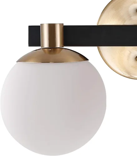 Vista 5 de JONATHAN Y Lámpara de pared LED de 5.75 pulgadas, color latón/negro, 1 luz de globo moderno, pantalla de vidrio esmerilado, lámpara de pared Art