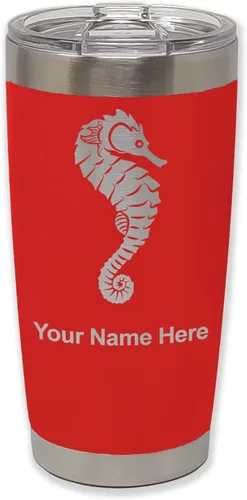 Vista 28 de LaserGram Vaso aislado al vacío de 20 onzas, caballito de mar, grabado personalizado incluido (negro)