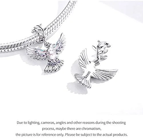 Vista 8 de Abalorio de plata de ley con diseño de pájaro para pulsera, con colgante de martín pescador, regalo de joyería para mujeres, niñas, mamá, esposa