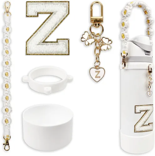 Vista 68 de SITKOL Juego de Monogramas Bonitos de Silicona Compatible con Botella de Agua Owala 24 oz, 32 oz, 40 oz - Accesorios Perfectos con la Letra Owala