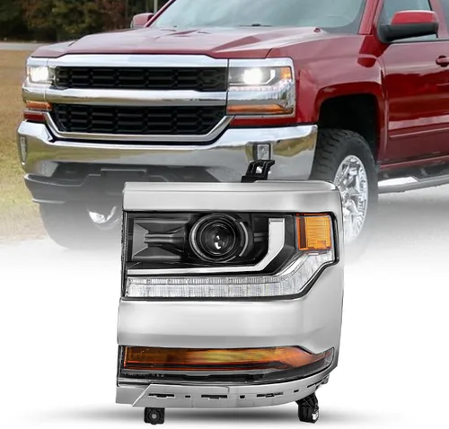 Vista 25 de JSBOYAT HID/Xenon para Chevy Silverado 1500 2016-2019 Conjunto de Faros Delanteros de Repuesto Proyector LED DRL Estilo OE de Fábrica Par Juego