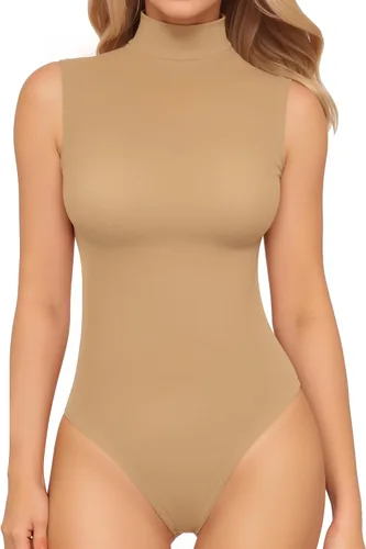 Vista 17 de Body MANGOPOP para mujer, con cuello alto falso de estilo tortuga, con manga larga 02 Manga Larga Borgoña (Forro Polar)