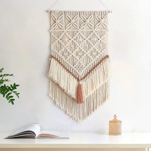 Vista 7 de BMIDRUT Tapiz colgante de macramé, atrapasueños, tapices tejidos a mano, decoración de pared para el hogar, frontón de pared