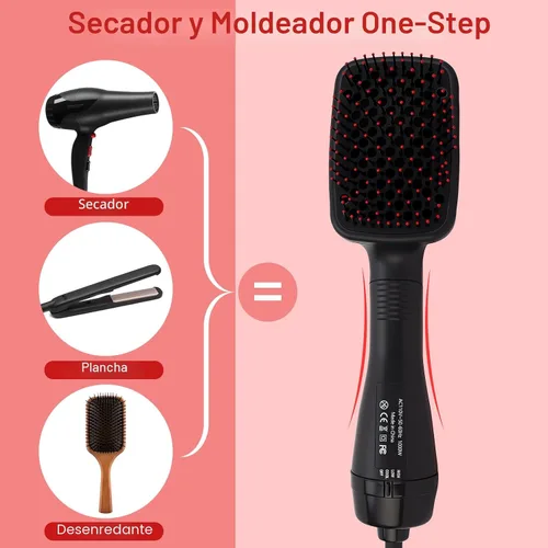 Vista 2 de Cepillo Secador Alisador, Desenredante Alisado Suavizante en Un Solo Paso, Reduce el Encrespamiento y Da Más Brillo para Cabello Liso y Recto