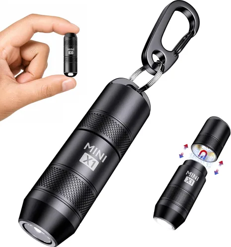 Vista 12 de EDC - Mini linternas LED de alto lúmenes, llavero de bolsillo, linterna de activación magnética, linterna pequeña recargable, batería de larga