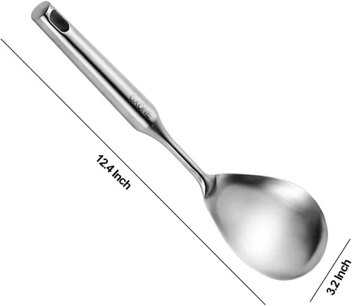 Vista 2 de Cuchara de Cocina, Cucharas Grandes de Servir de Acero Inoxidable 304, Plata/31,9 cm