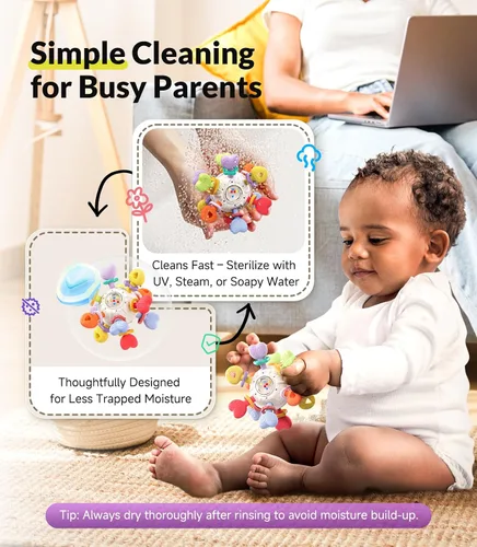Vista 4 de Infinno Montessori Silicone Teething Toys with Rattle, Babies 0-12 Months