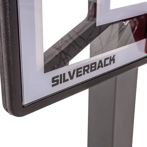 Vista 31 de Aro de baloncesto juvenil Silverback Junior de 33" con tecnología de montaje Lock 'n Rock. Se monta en postes redondos y verticales, color negro
