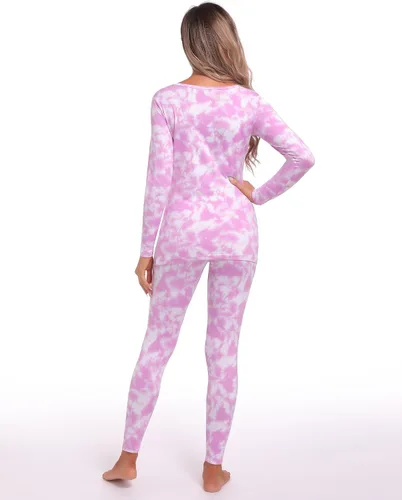 Vista 3 de INNERSY Conjunto de ropa interior térmica ligera para mujer, con forro polar, capa base para clima frío