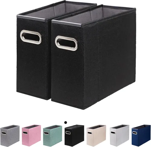 Vista 20 de Paquete de 2 organizadores de archivos tamaño carta, organizador de carpetas de archivos, caja de almacenamiento de tela, organizador de papel