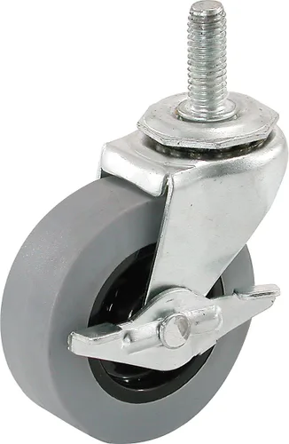 Vista 3 de Shepherd Hardware 3264 Rueda giratoria TPR de vástago roscado de 2 pulgadas con freno, capacidad de carga de 80 libras, gris
