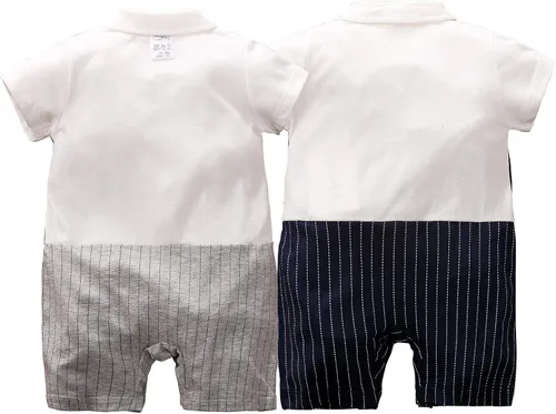 Vista 2 de Yierying - Mono de manga corta para niños y niñas, de algodón, para verano, 2 piezas, mameluco, ropa de bebé