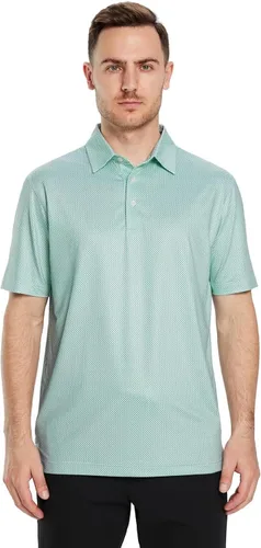Vista 2 de Men's Golf Polo Shirts Short Sleeve Striped Performance Moisture Wicking Dry Fit Golf Shirts for Men