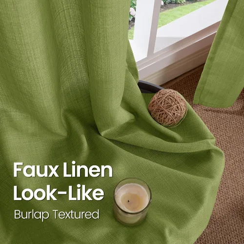 Vista 51 de BGment Cortinas de Lino Beige de 63 Pulgadas de Largo 2 Paneles - Tratamientos para Ventanas con Textura de Arpillera Filtrantes de Luz Cortinas B
