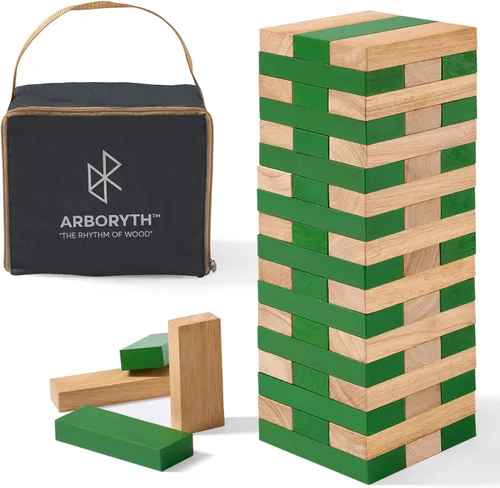 Vista 9 de Juego de torre apilable gigante de más de 5 pies, juego de torre apilable de bloques de madera premium para fiestas familiares, juegos de barbacoa
