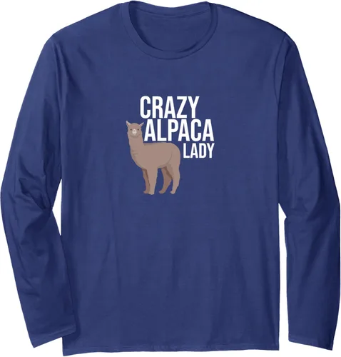 Vista 5 de Crazy Alpaca Lady - Divertida camiseta de manga larga con diseño de llama de alpaca, Negro