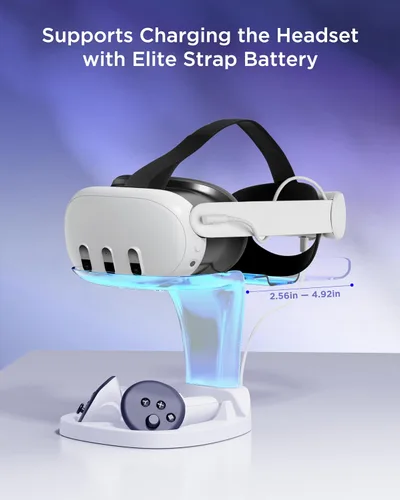 Vista 3 de YOGES Charging Dock for Meta Quest 3 with Rechargeable Controller Batteries Kit, Accessories Charger Station for Oculus Quest 3 VRMR Headset