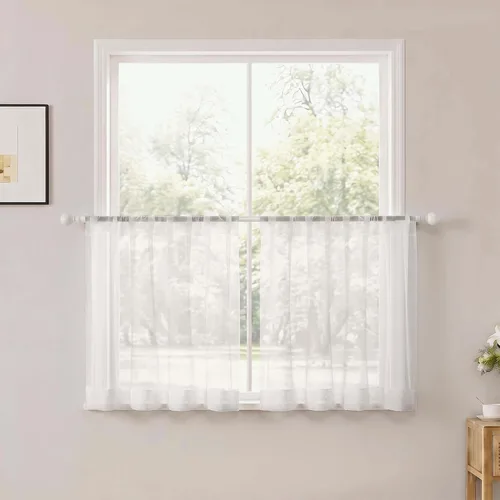 Vista 22 de OWENIE White Sheer Curtains 96 Inches Long 2 Panels for Living Room 52 Wide