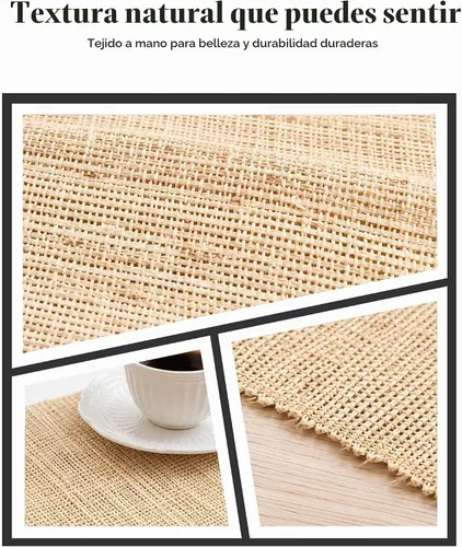 Vista 5 de Juego de 6 manteles individuales, 12 x 17 pulgadas, 100% ramio Ramie-beige natural-01