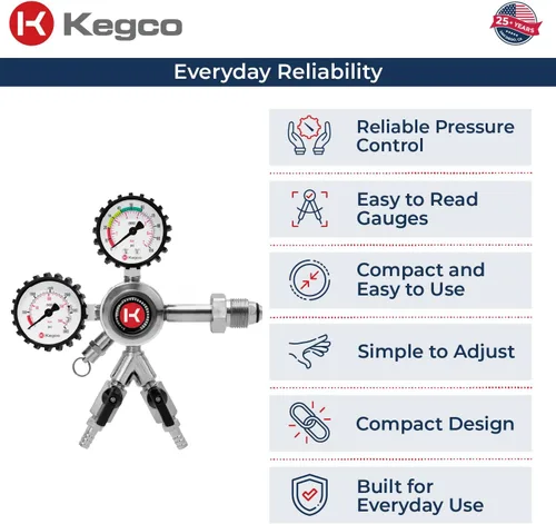 Vista 4 de Kegco Regulador Kegerator de nitrógeno de dos productos de doble calibre de calidad comercial premium