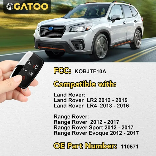 Vista 3 de Llavero inteligente compatible con Land Rover LR2 LR4 2012-2016, Range Rover Sport Evoque 2012 2013 2014 2015 2016 2017 reemplazo de control remoto