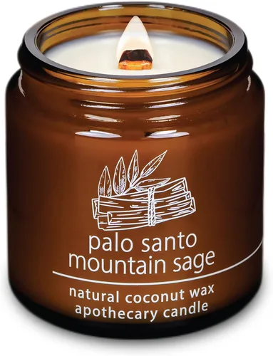 Vista 68 de Vela de mecha de madera agrietada Hemlock Park hecha a mano con cera de coco natural (grande de 16 oz, ámbar) Coconut Apricot Wax Crackling Wood