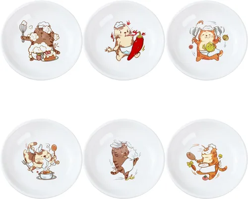Vista 11 de Divertidos platos de cerámica con diseño de vaca y pájaro de caricatura, platos de condimentos, cuencos de sushi y soja, platos de aperitivo, platos