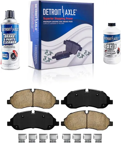 Vista 70 de Detroit Axle - Pastillas de freno para Ford F-150 99-03, 02 Lincoln Blackwood, Pastillas de freno de cerámica delanteras y traseras con repuesto