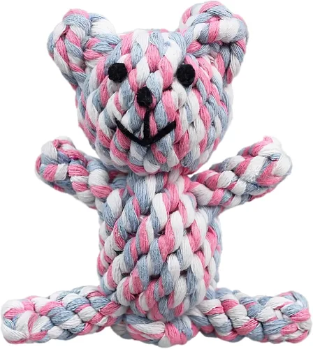 Vista 8 de SunGrow Masticables de algodón con nudo para cachorros, oso de peluche masticable resistente de 4.5 pulgadas, bola de 2.5 pulgadas, cuerda