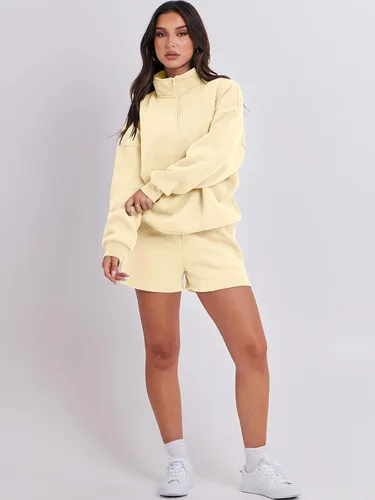 Vista 6 de Prinbara Conjunto deportivo de 2 piezas para mujer, sudadera de cuello con media cremallera, ropa de descanso, ropa Y2K