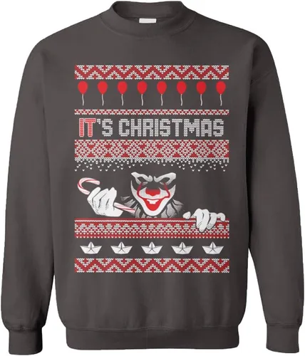 Vista 16 de Tcombo It's Christmas - Sudadera unisex con cuello redondo y payaso espeluznante para Navidad