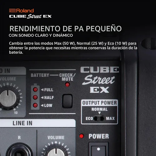 Vista 3 de Roland CUBE Street EX amplificador de 4 canales a batería de 50 vatios