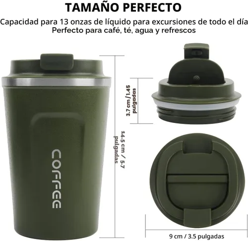 Vista 3 de CS COSDDI - Vaso térmico de acero inoxidable de 12 onzas con aislamiento al vacío, taza de viaje de café a prueba de derrames con tapa