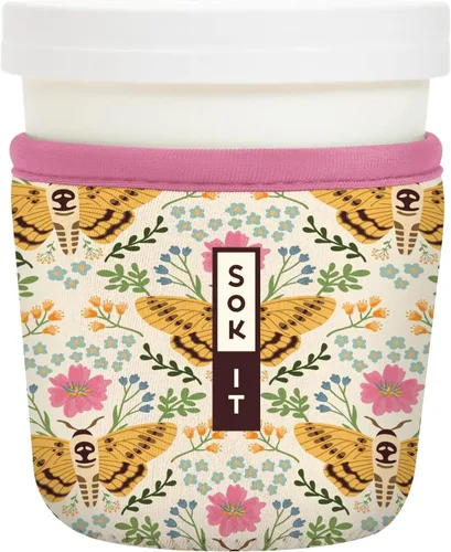 Vista 6 de Sok It IceCreamSok - Funda de neopreno aislada (flores abstractas, pintas de helado cónicas)