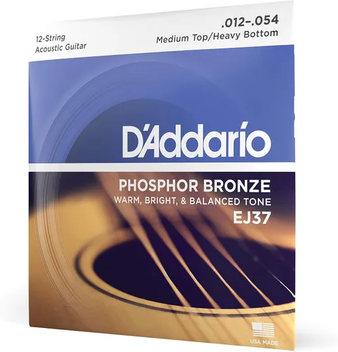 Vista 20 de Cuerdas para guitarra acústica de bronce fosforado D'Addario, blanco negro rojo azul