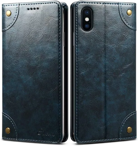Vista 8 de Sinianl Funda de cuero tipo cartera con tapa de material TPU para iPhone Xs Max/XR/XS/X/8/8 Plus/7/7 Plus/6/6 Plus, Negro