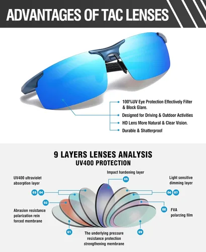 Vista 34 de Duco - Gafas de sol deportivas polarizadas para hombre con protección UV 8177s