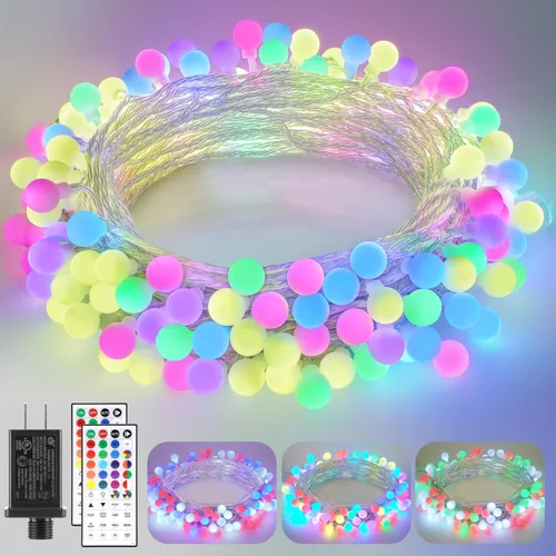 Vista 11 de OMIKA Guirnalda de luces de 20 pies, 40 LED de 24 colores cambiantes, funciona con pilas, luces de Navidad alimentadas por USB, cadena de luces