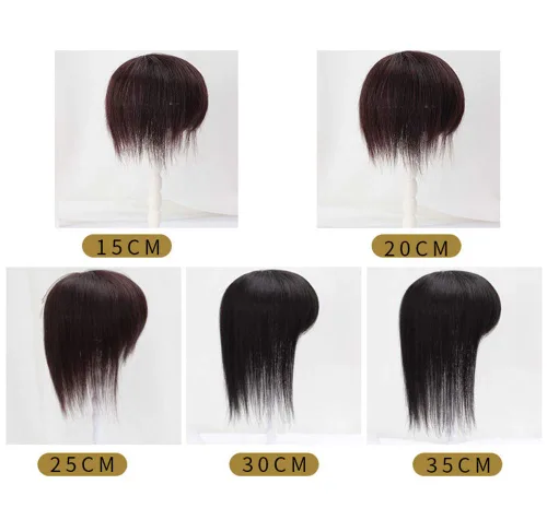 Vista 5 de Bang Topper Human Hair Clip on Crown Volume Hairpiece for Women with Gray and Thinning Hair, 6" Dark Brown